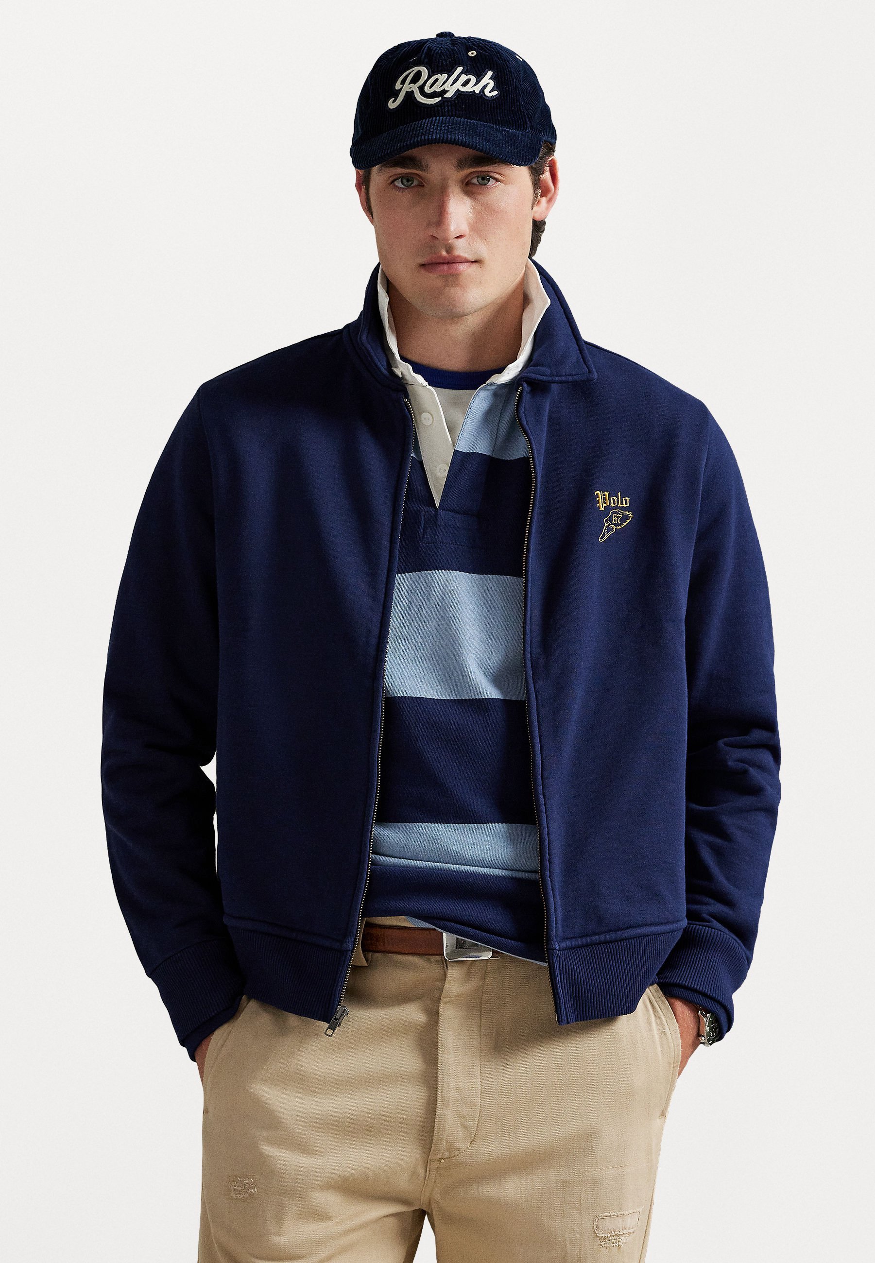 Veste Polo Ralph Lauren à fermeture éclair et broderie au dos - Bleu marine croisière
