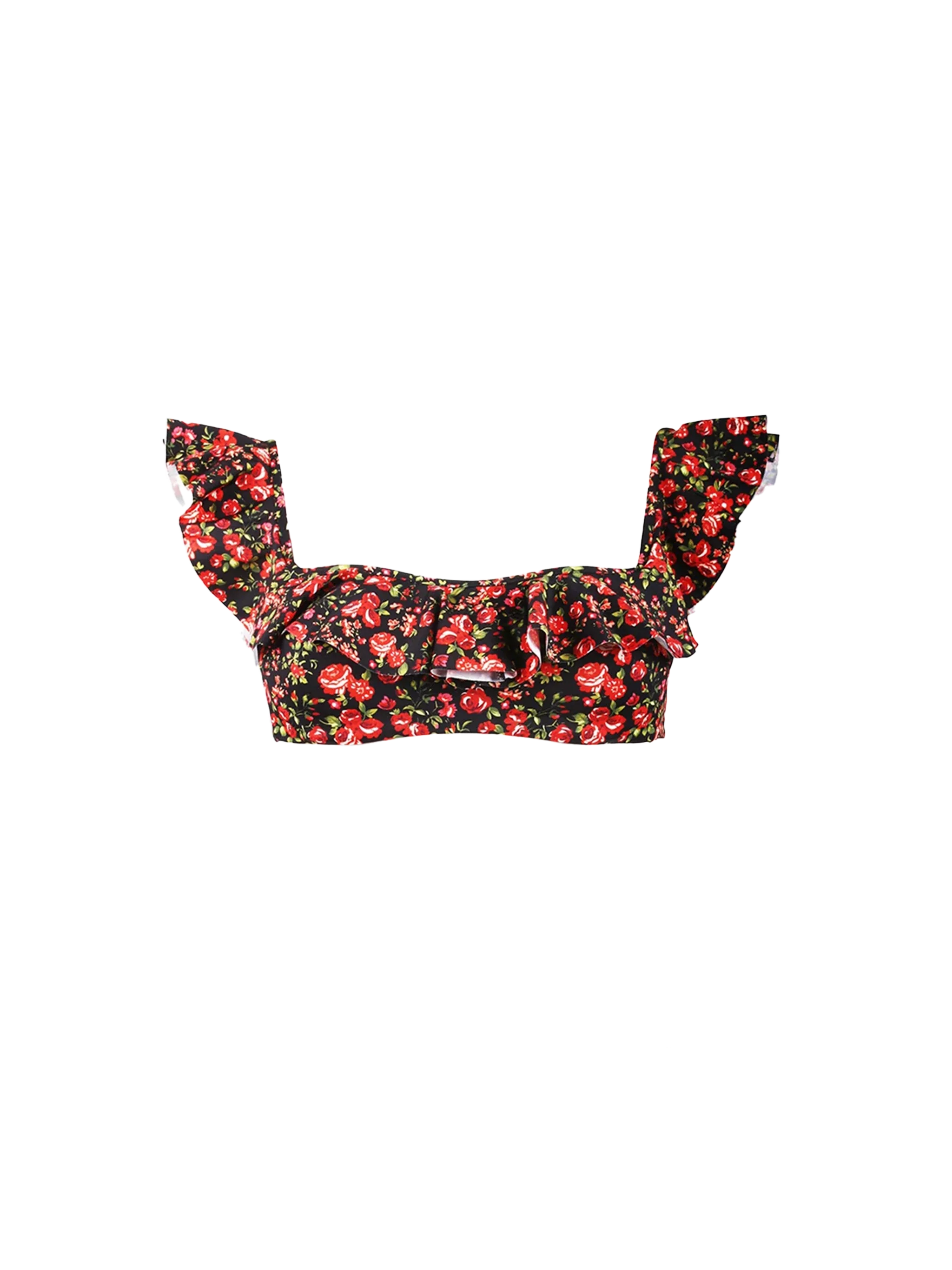 Bandtop met ruches en bloemenprint