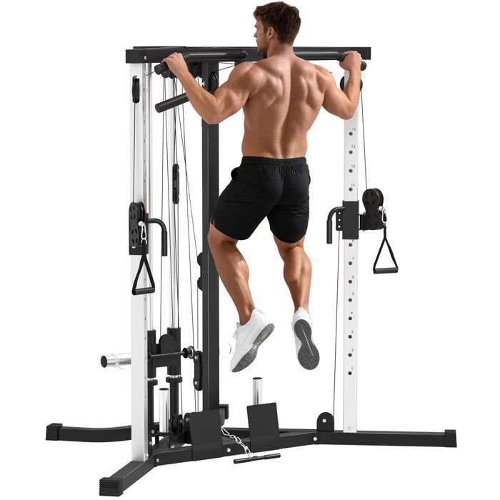 SPORTNOW Multifunktions Power Station - Pull-Up Bar - Justerbar træningsstation med 15 positioner - Sort