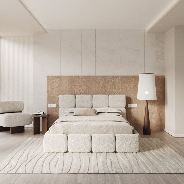Letto contenitore Delicato 140 x 190 cm con rete a doghe sollevabile, bianco
