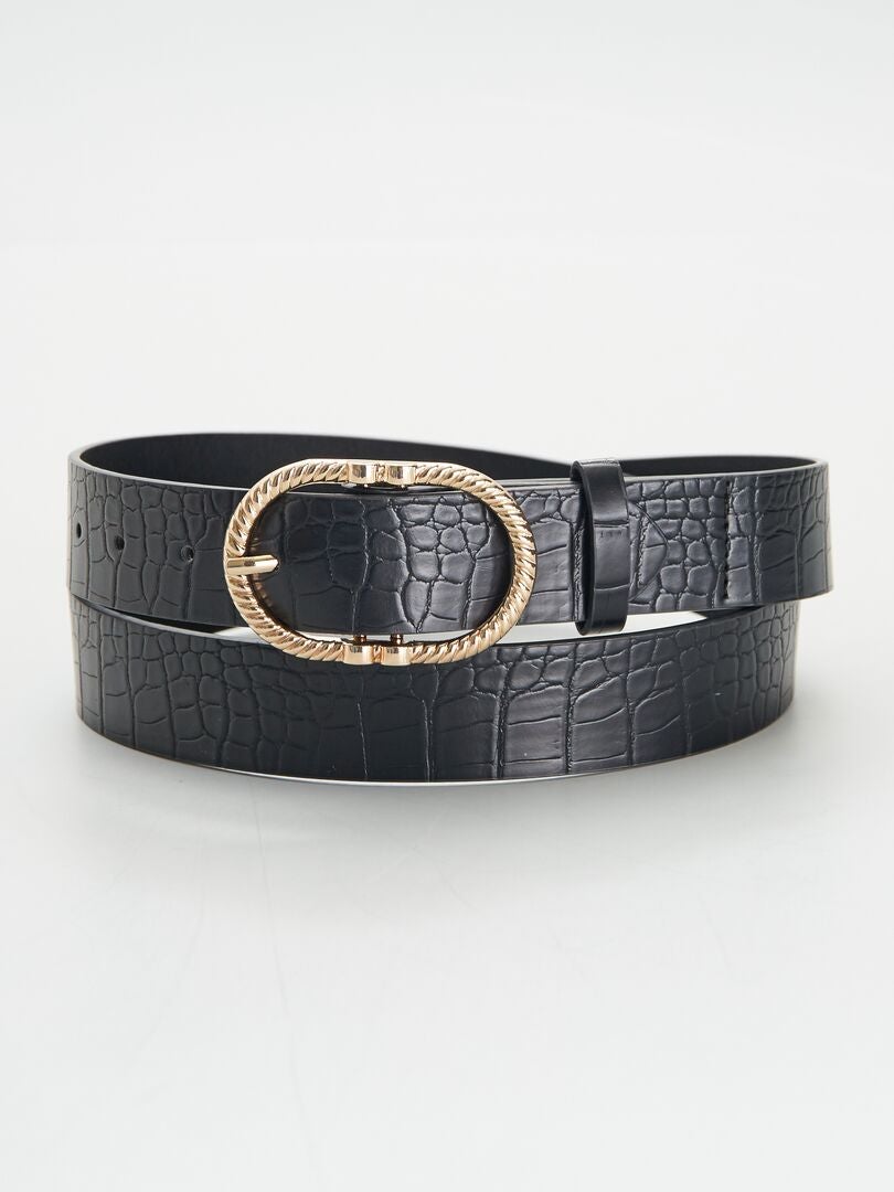 Riem met krokodillenprint - ZWART
