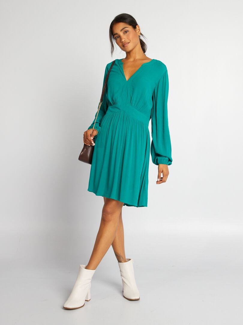 Vestido corto de crepé - VERDE