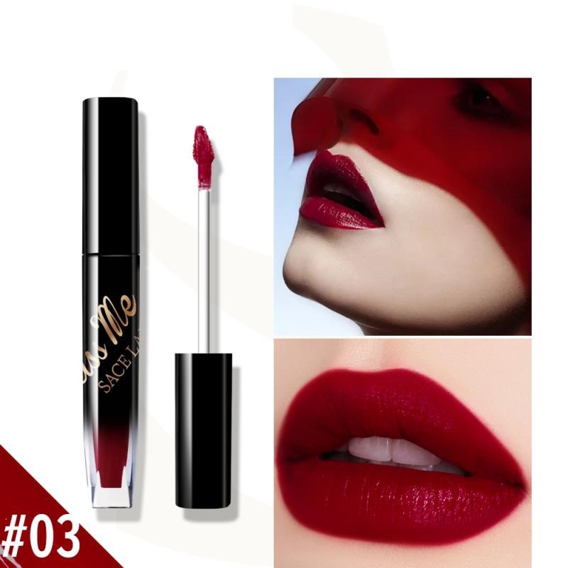 Batom Líquido com Brilho Labial em 6 Cores, Vermelho, à Prova d'Água, Não Resseca, Acabamento Matte, TSLM1