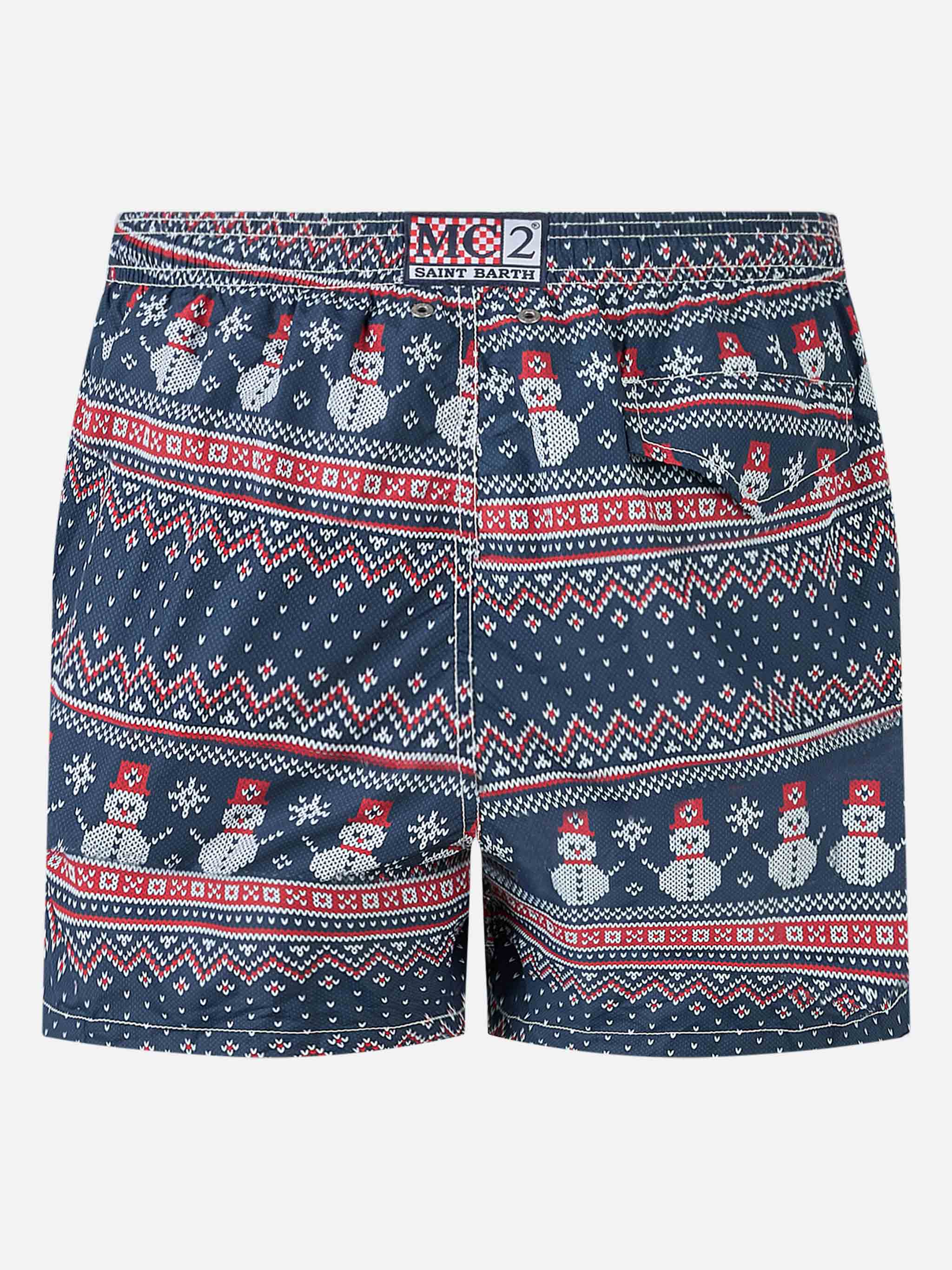 Fato de banho masculino leve com estampa de boneco de neve