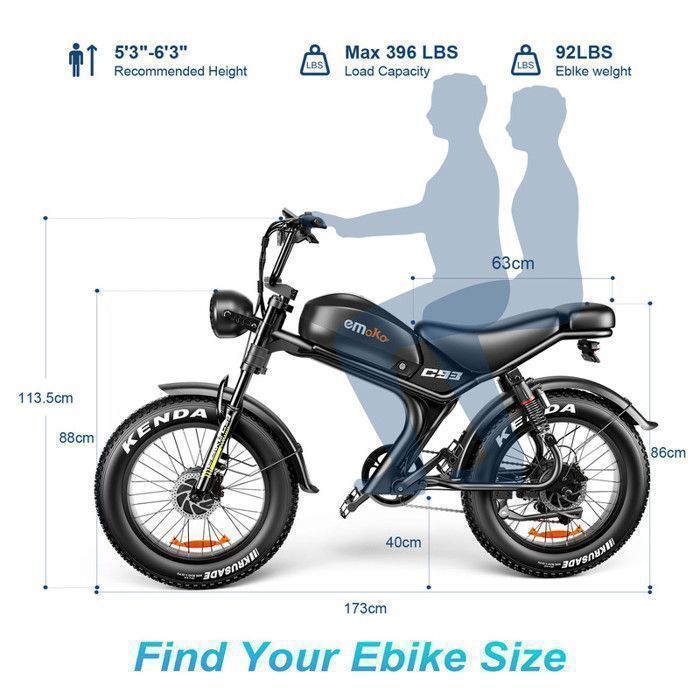 Emoko C93 Electric Bike, Dual 2000W Motor, 20