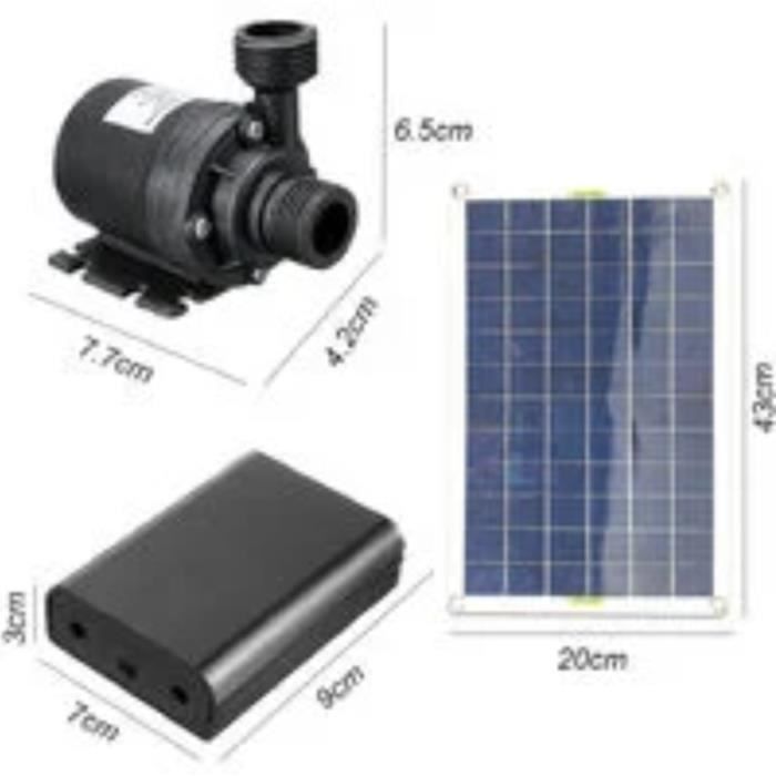 Bomba solar sin escobillas de 800 l/h y 50 W + panel de 43 × 20 cm – Ultra silenciosa, con una altura de elevación de 5 m, para estanques y fuentes de jardín.