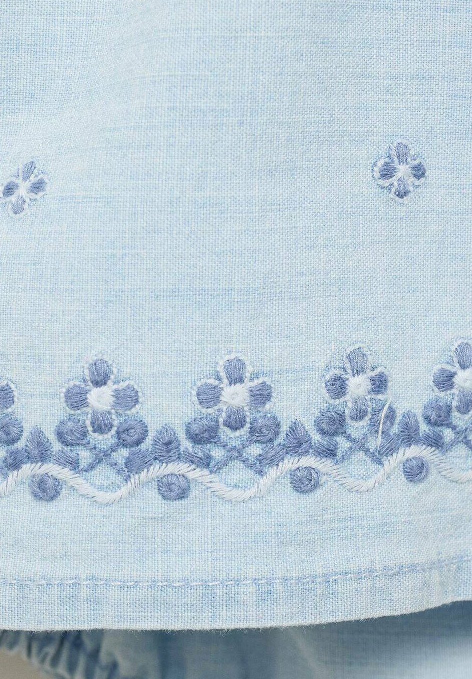 Mango Kids Kikker met Geborduurde Details - Denim jurk - lichtblauw