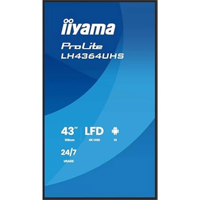 Monitor digitale IIYAMA Prolite LH4364UHS-B1AG 4K UHD da 43 pollici con sistema operativo Android 14.