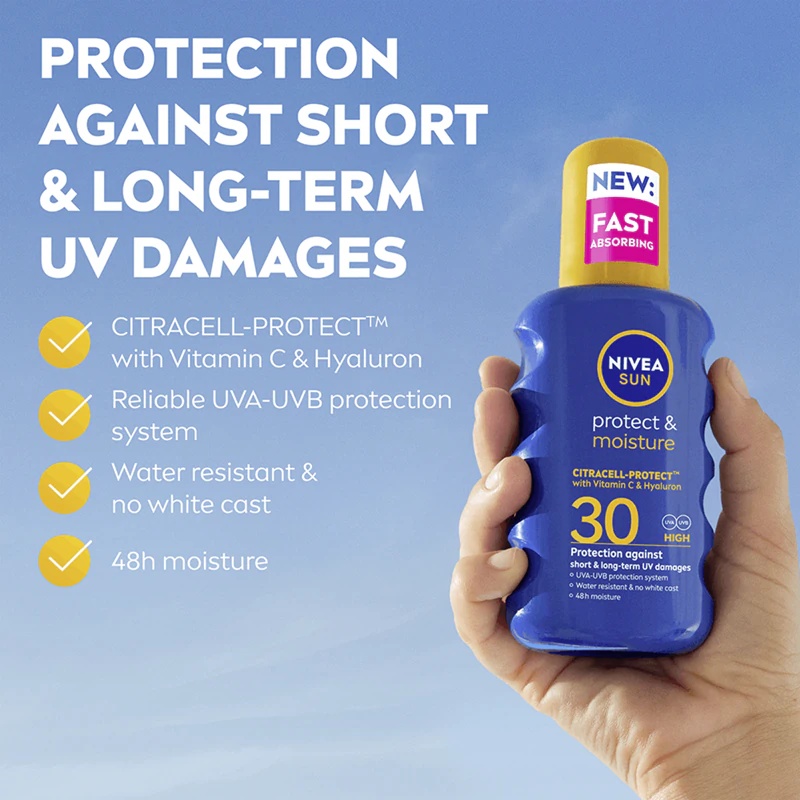NIVEA SUN Protect & Moisture хидратантни спреј за сунчање SPF 30