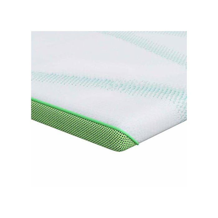 Cubrecolchón de espuma viscoelástica - vidaXL - 90x190 cm - Blanco y verde - Tejido jacquard - Espuma viscoelástica