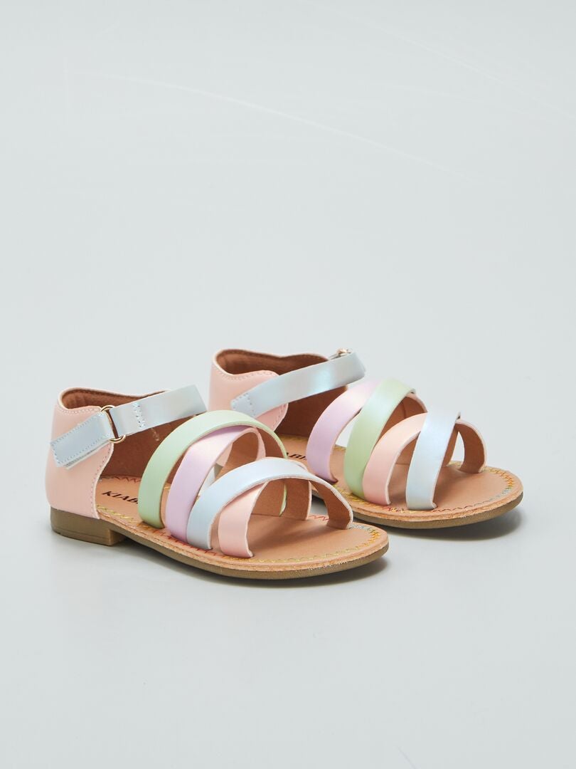 Sandalias de tiras multicolor - ROSA