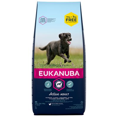 Confezioni da 18 kg di crocchette per cani Eukanuba - 15 kg + 3 kg in omaggio!*