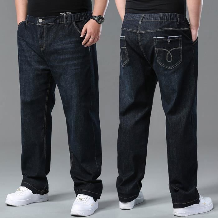 Pantalones vaqueros de pierna recta, holgados y elásticos para hombre, tallas grandes - INSFITY - Sooty