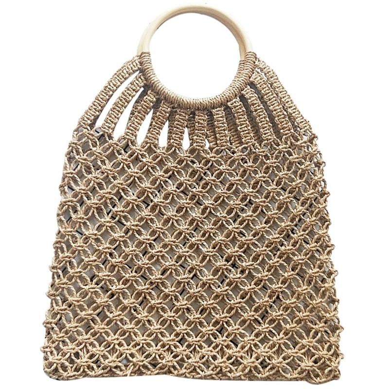 Borsa intrecciata estiva alla moda naturale da donna, borsa a mano da spiaggia, viaggi all'aperto, borse tote fatte a mano, borsa a mano in rattan, borse portaoggetti intrecciate (leggere)