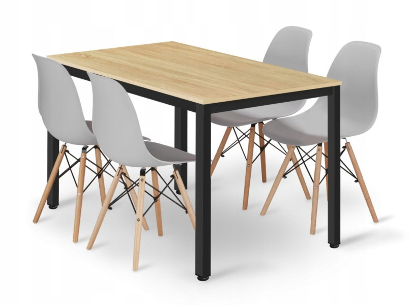 Zest stół prostokątny TESSA 120x60 jasny dąb   4 krzesła sz