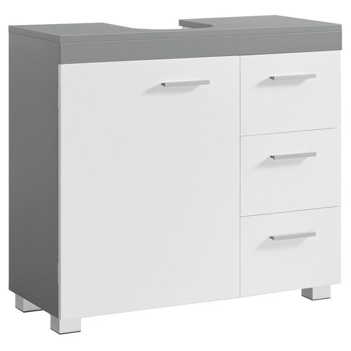 Vanity Unit - VASAGLE - 3 Side Drawers - 2 Compartments - White and Grey
