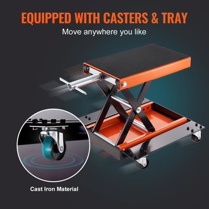 Gato elevador de tijera para motocicletas VEVOR de 500 kg con mesa elevadora ancha para quads.