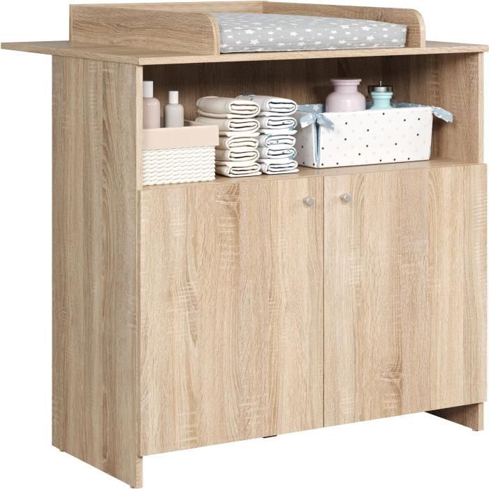NIKO Baby Room Duo - 70x140 cm Cot + 2-Door Changing Unit - Natural Oak Finish - TRENDTEAM