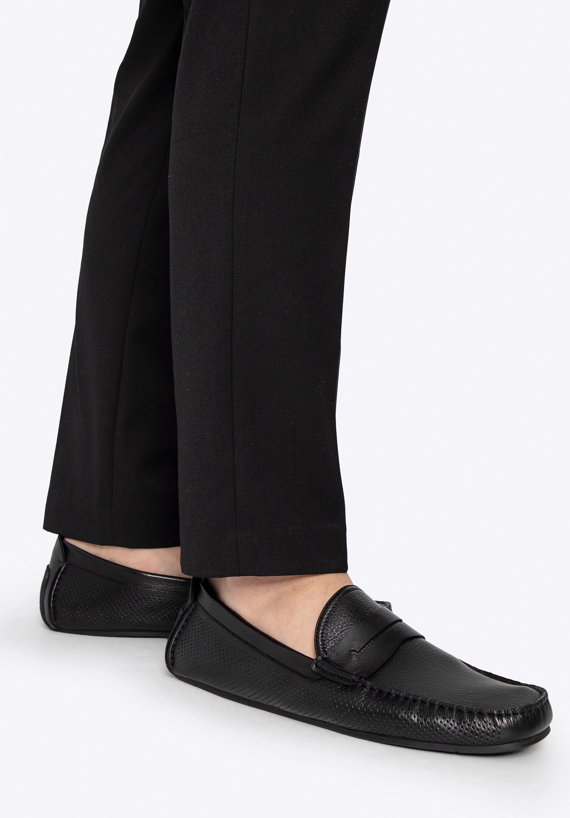 Męskie półbuty slip-on ze skóry czarne