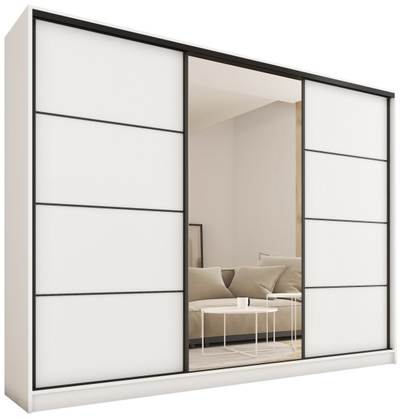 Szafa przesuwna z lustrem 280 cm LOFT MAX biały
