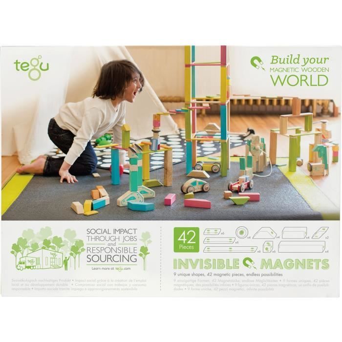 Jeu de construction TEGU Blues 42 Pièces - Blocs de bois aimantés