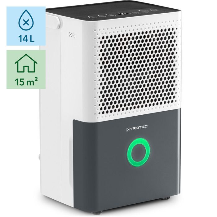 Deumidificatore TROTEC Comfort TTK 33 E - Funzione di pulizia - 2 velocità - Assorbitore di umidità - Asciugatura