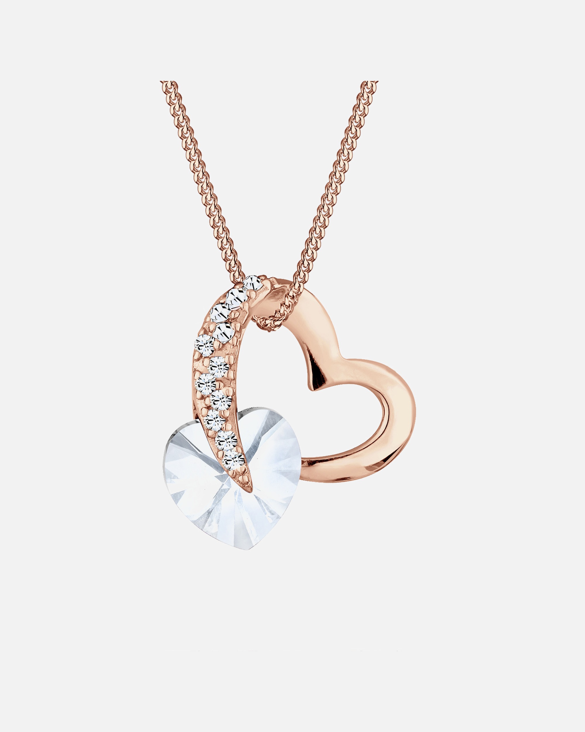 Elli Femmes symbole du cœur pendentif cristaux en argent sterling 925 plaqué or rose
