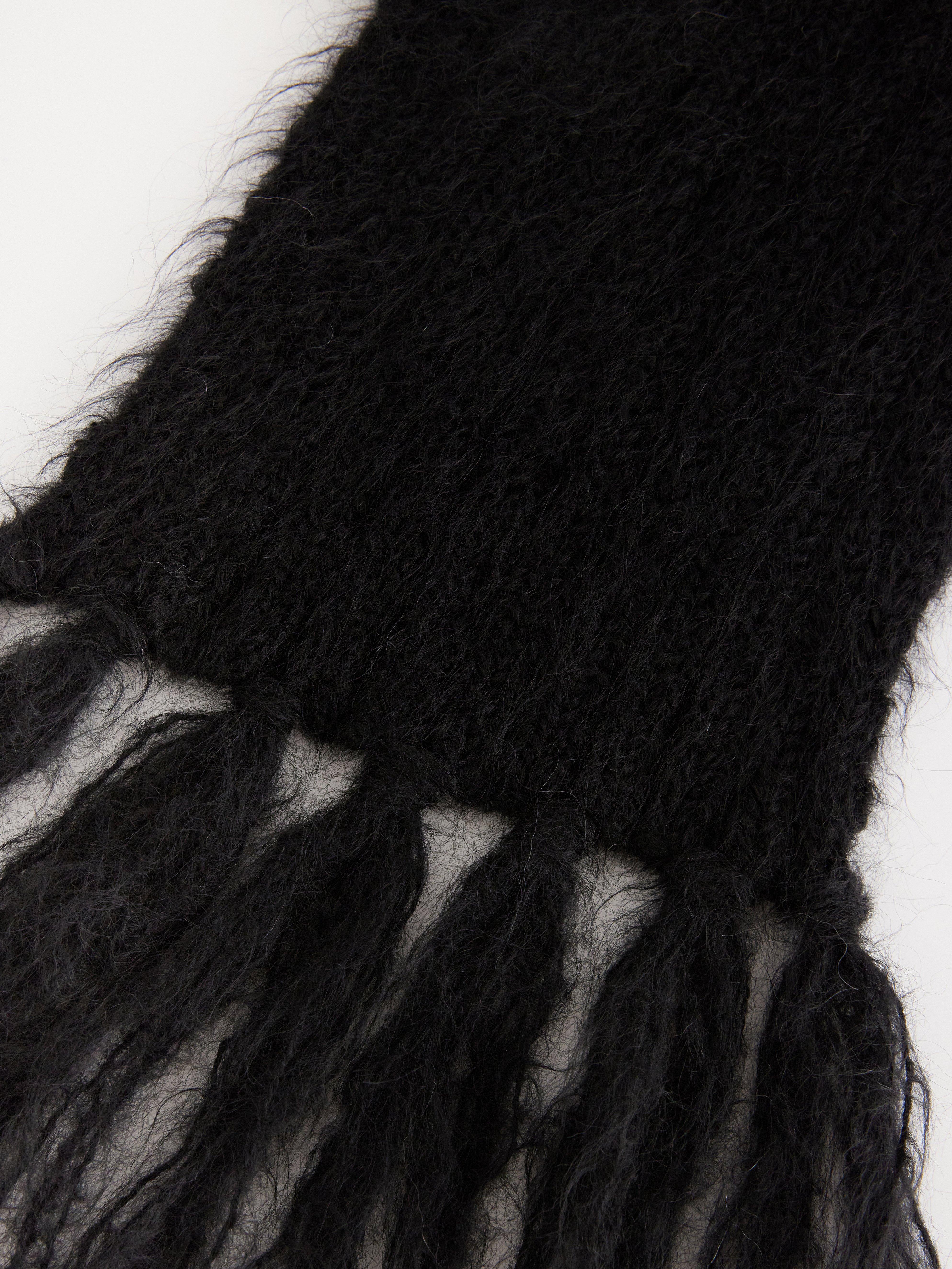 Écharpe tricotée en mohair mélangé noir