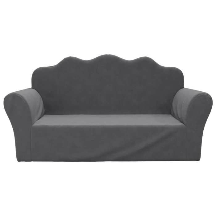Divano per bambini a 2 posti - vidaXL - Antracite - Morbido peluche - 94x34x48 cm - Rivestimento sfoderabile - Imbottitura in schiuma spessa