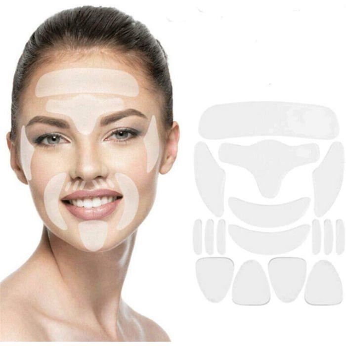 Parches faciales antiarrugas reutilizables, cuidado de la frente, boca y labio superior, antienvejecimiento.