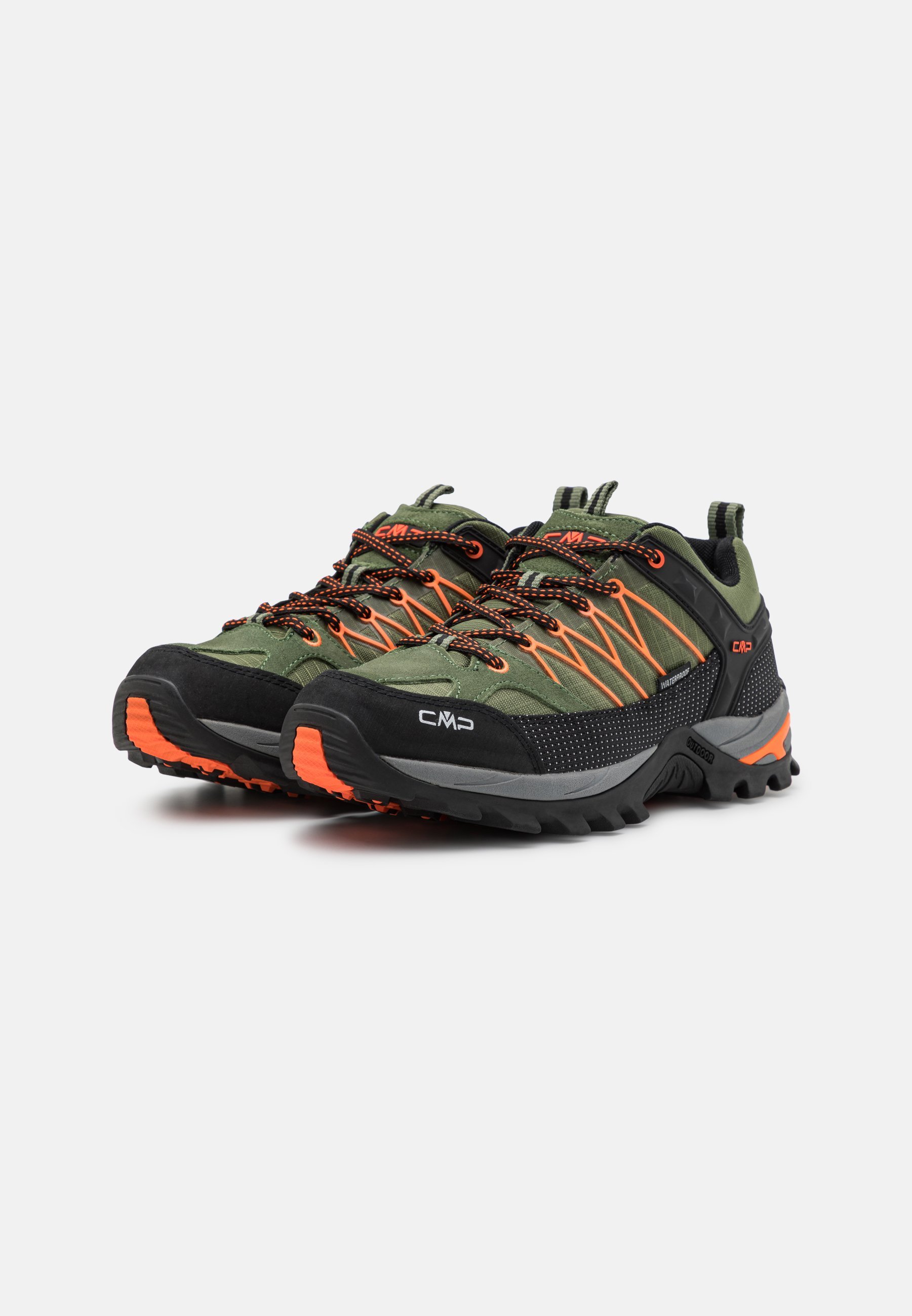 CMP RIGEL LOW TREKKING SHOES WP - Trekingové boty - black/flash orange