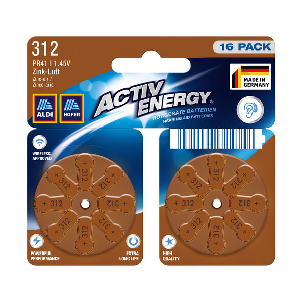 Hearing aid battery postal box, 64 pieces, size 312