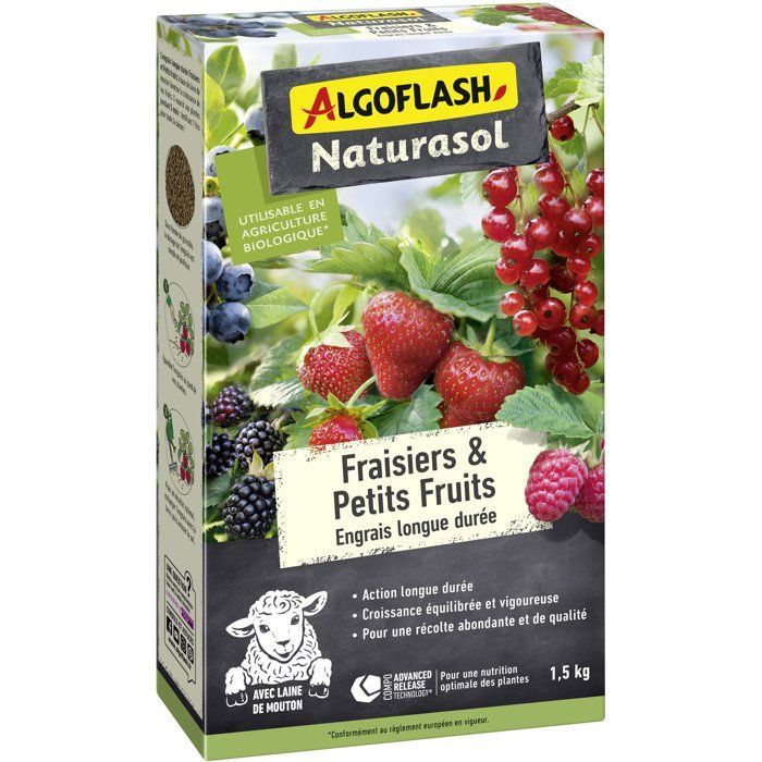 Fertilizante para fresas y frutos pequeños - ALGOFLASH NATURASOL - Larga duración - 1,5 kg - UAB
