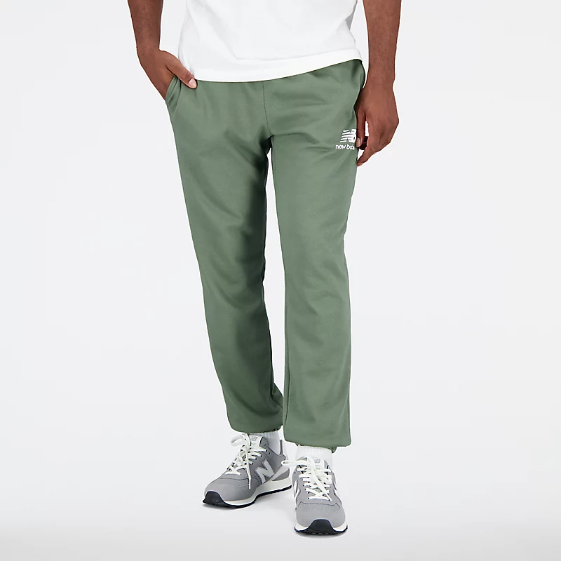 Pánské tepláky Essentials Stacked Logo French Terry - tmavě olivově zelené