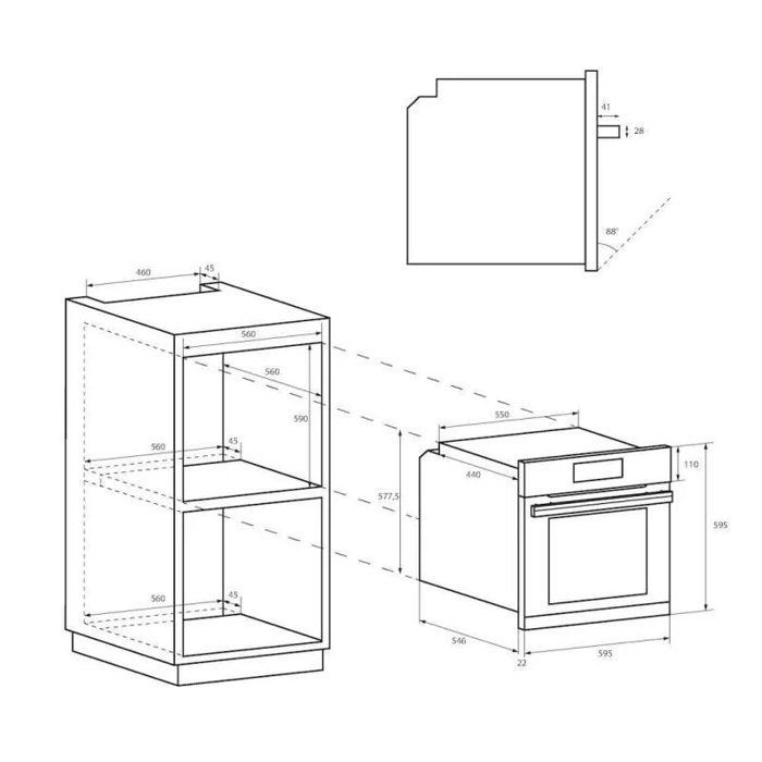 Horno empotrable CANDY FIDC B100 - Limpieza manual - Convección natural - 70 L - Blanco - Clase energética A
