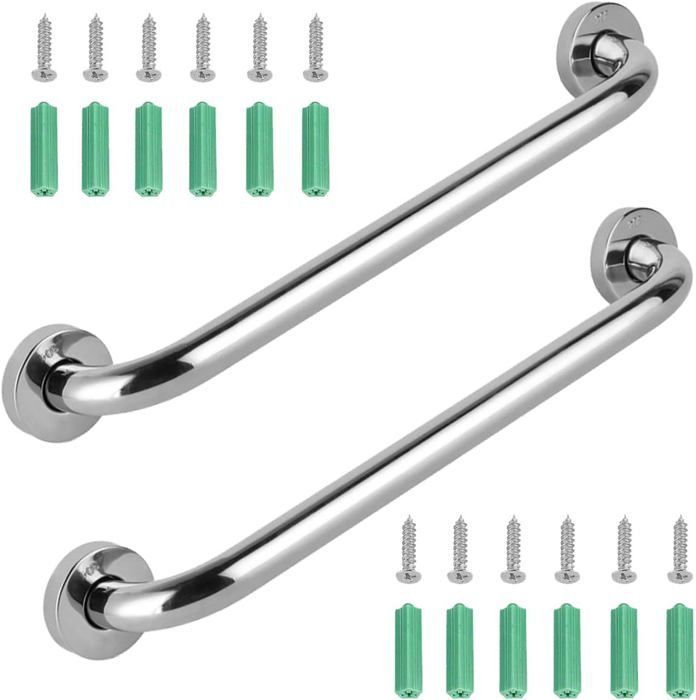 2 Pcs Acier Inoxydable Barre D'appui de Bain,Barre D'Appui En Inox Murale Robuste Poignée,Barre D'Appui INOX Poignée, 30cm