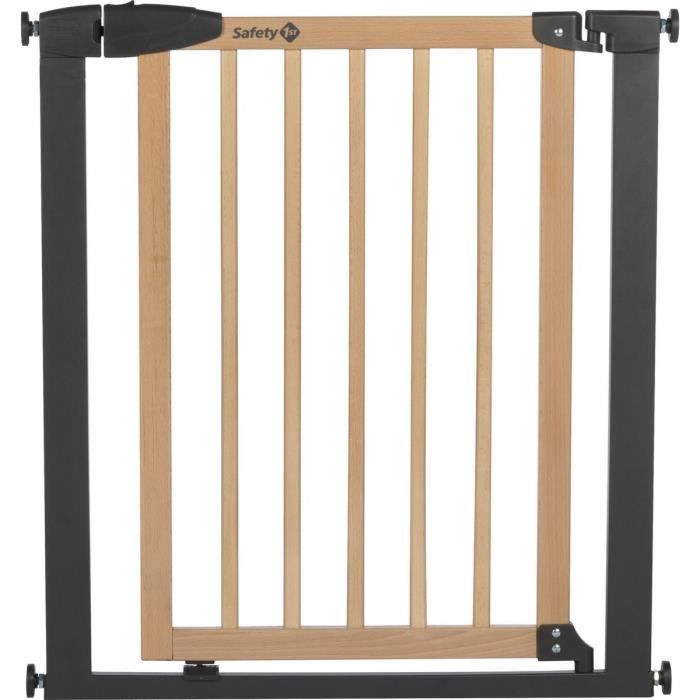 SAFETY 1ST Simply Close Gate, wood & metal, pressure-mounted, 73-80 cm (94 cm with extension), no drilling required, one-hand opening, wood