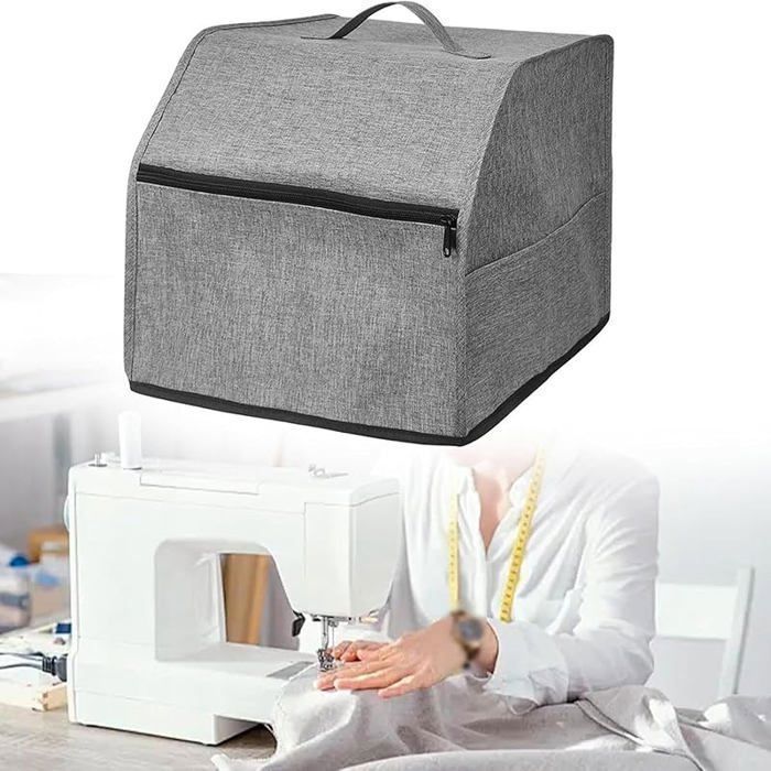 Funda para máquina de coser overlock con bolsillos de almacenamiento, protección contra el polvo, tela Oxford, gris #SEWINGMACHINE Etiqueta