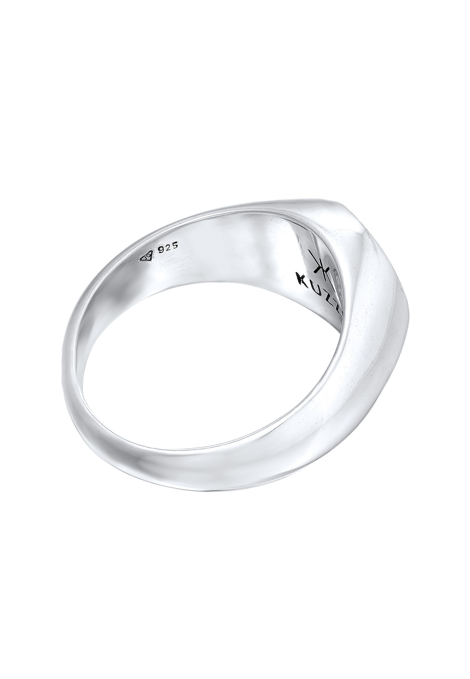 KUZZOI Hommes Sceau avec Smiling Face et Émail noir en Argent Sterling 925