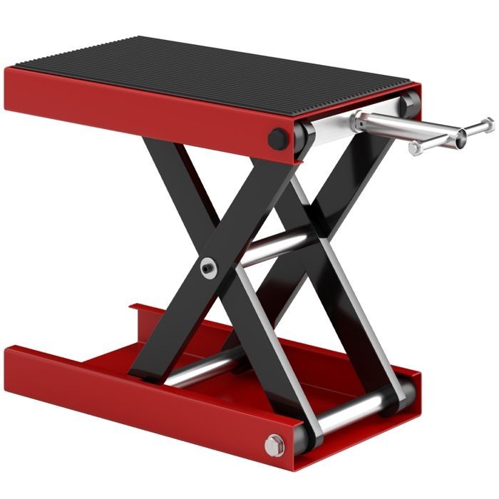 Elevador de motocicletas, capacidad de carga de 500 kg, plataforma elevadora regulable en altura de 100 a 370 mm.
