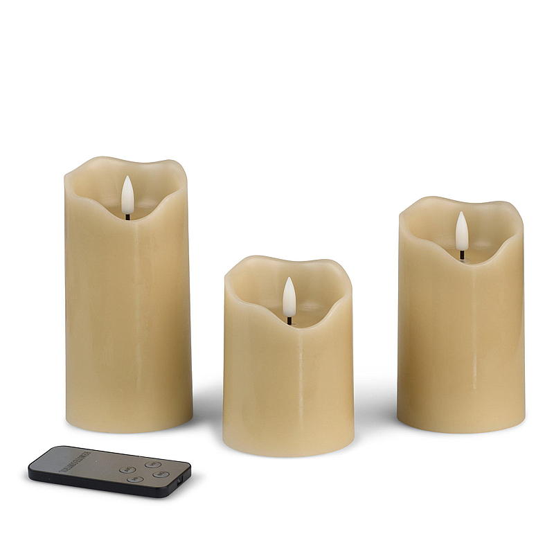 Vie Selected Cube-lampe 3 stk. LED med fjernbetjening beige voks