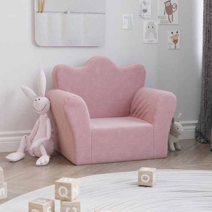 Soft pink plush children's sofa