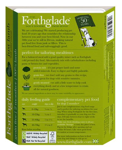 Forthglade Just Grain-Free Natürliches Nassfutter für Hunde – Nur Lamm