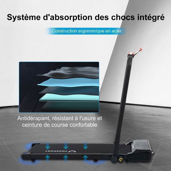 FOXSPORT Tapis de course pliable - Tapis de Marche - Vitesse 1-10 km/h - Écran LED - Compact et Silencieux avec télécommande
