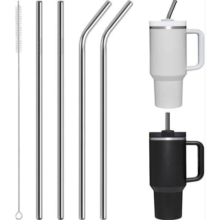 Pailles en Acier Inoxydable,4 Pièces Pailles Métalliques Réutilisables avec 1 Brosse de Nettoyage,Paille Metal 30 cm