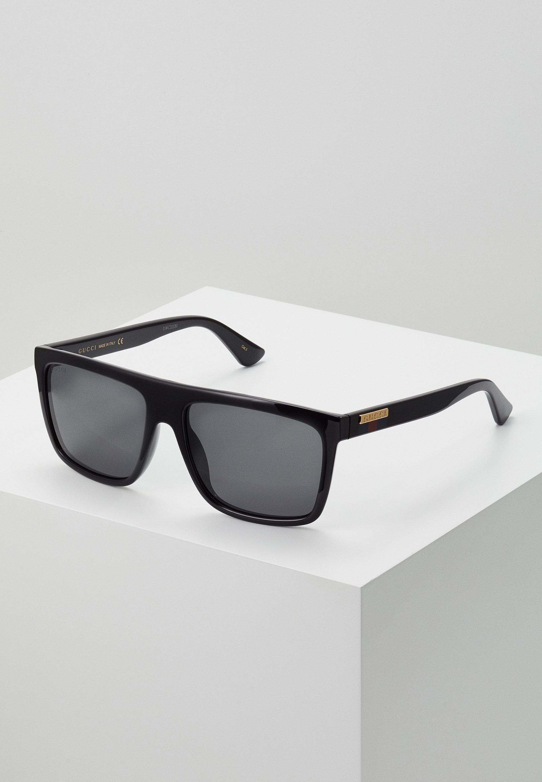 Occhiali da sole Gucci WEB GG rettangolari con parte superiore piatta in acetato - Occhiali da sole - nero/grigio