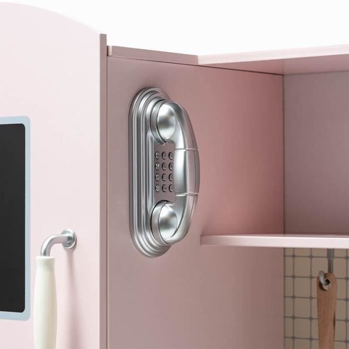 Cuisine en bois - Rose - Pour enfants - 95x32x103cm - Accessoires inclus