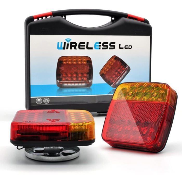 Paquete de 2 luces traseras LED inalámbricas WiFi para remolque, coche, camión, tractor.
