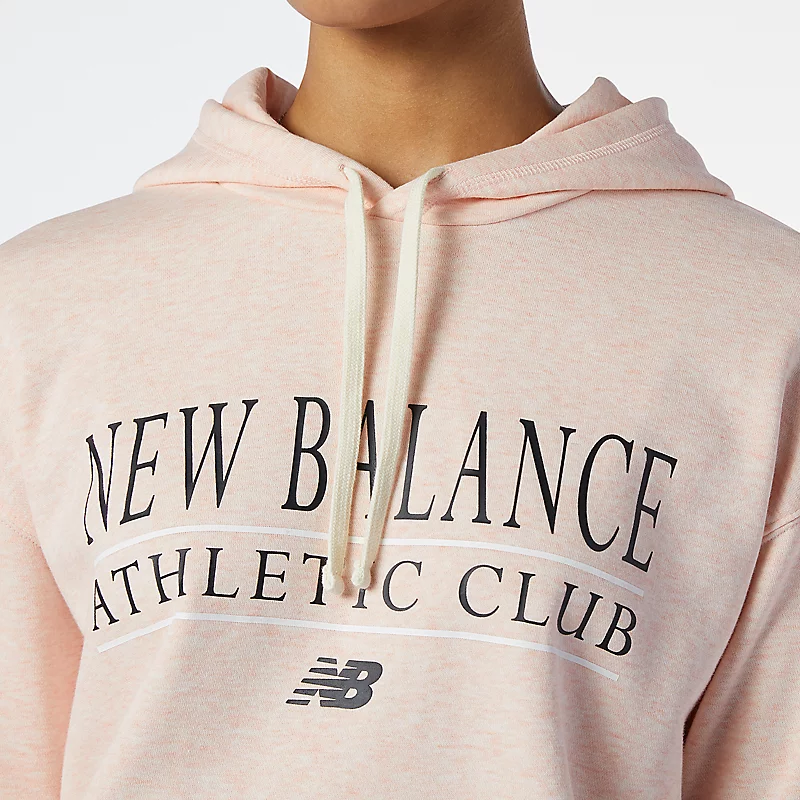 Bluzy z kapturem damskie NB Essentials Athletic Club – OYSTER PINK HEATHER