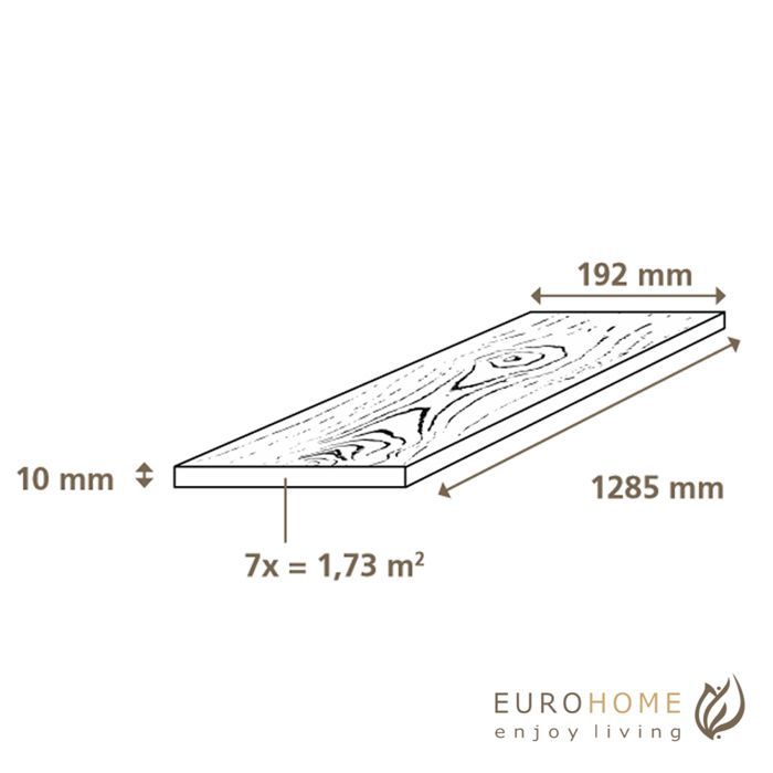 Suelo laminado con efecto parquet - 10 mm - Marrón castaño - caja de 7 lamas - 1,76 m2 - EH 5537 - PEFC 70% FORESTEA Dimensiones: